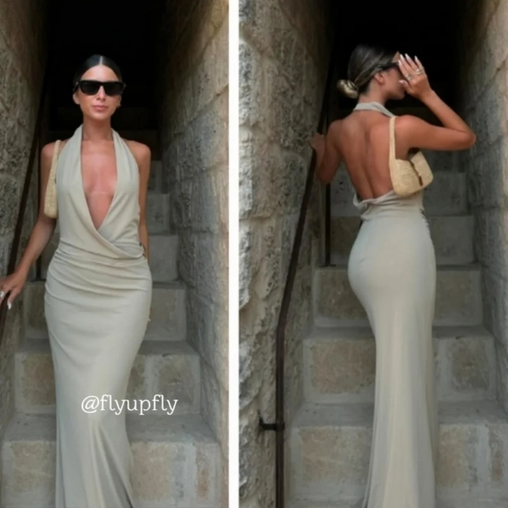 Zara Shell Halter Maxi Dress Size M ans XS - Picture 11 of 16